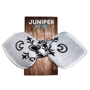 White Paisley Rockabilly Bandana Knotted Hair Bow